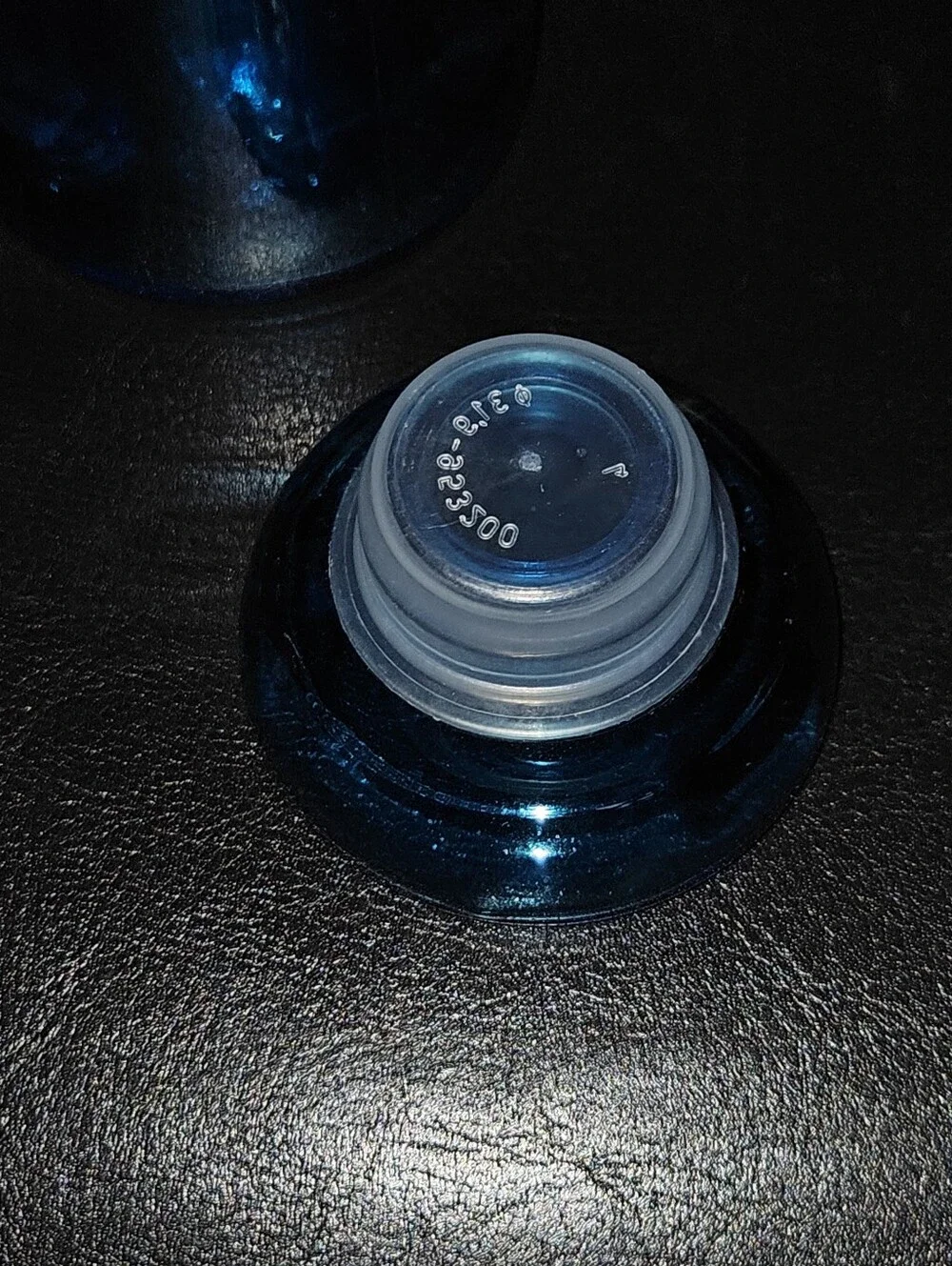 Vtg Belguim Glass Jar w/lid  Beautiful Blue w Gold Trim